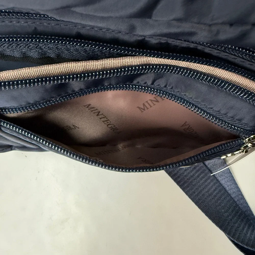 Mintegra Crossbody Bag Women Medium Navy Blue Nylon Multi-Pocket Travel NWT